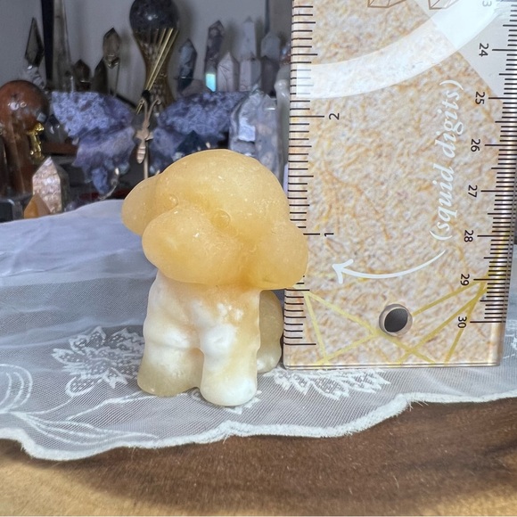 Orange calcite Maltipoo dog carving - Picture 5 of 5